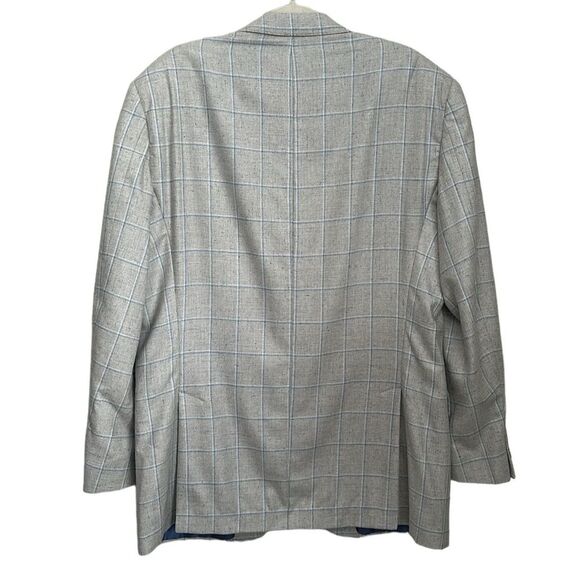 Westport Black Windowpane Grey/Blue 2 Button Wool/Silk Unlined Sports coat 44XL - Picture 2 of 15